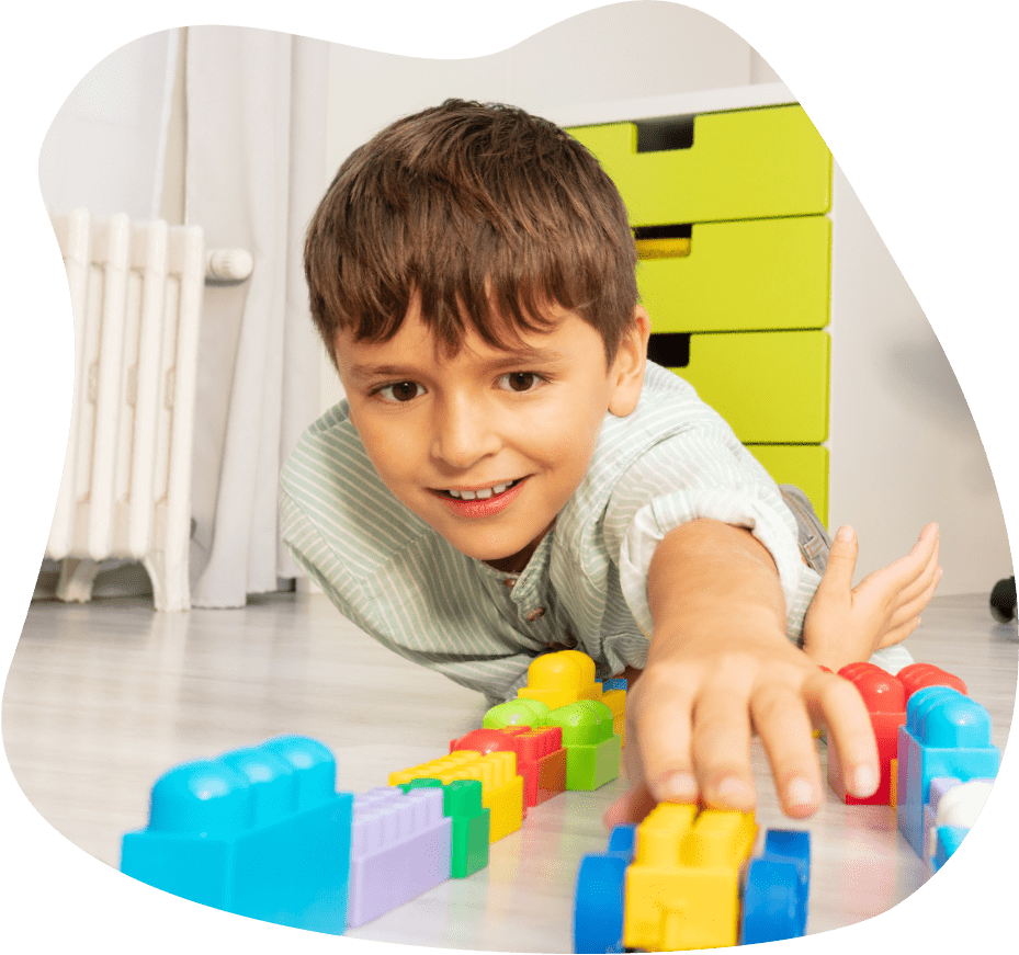 A child playing with building blocks